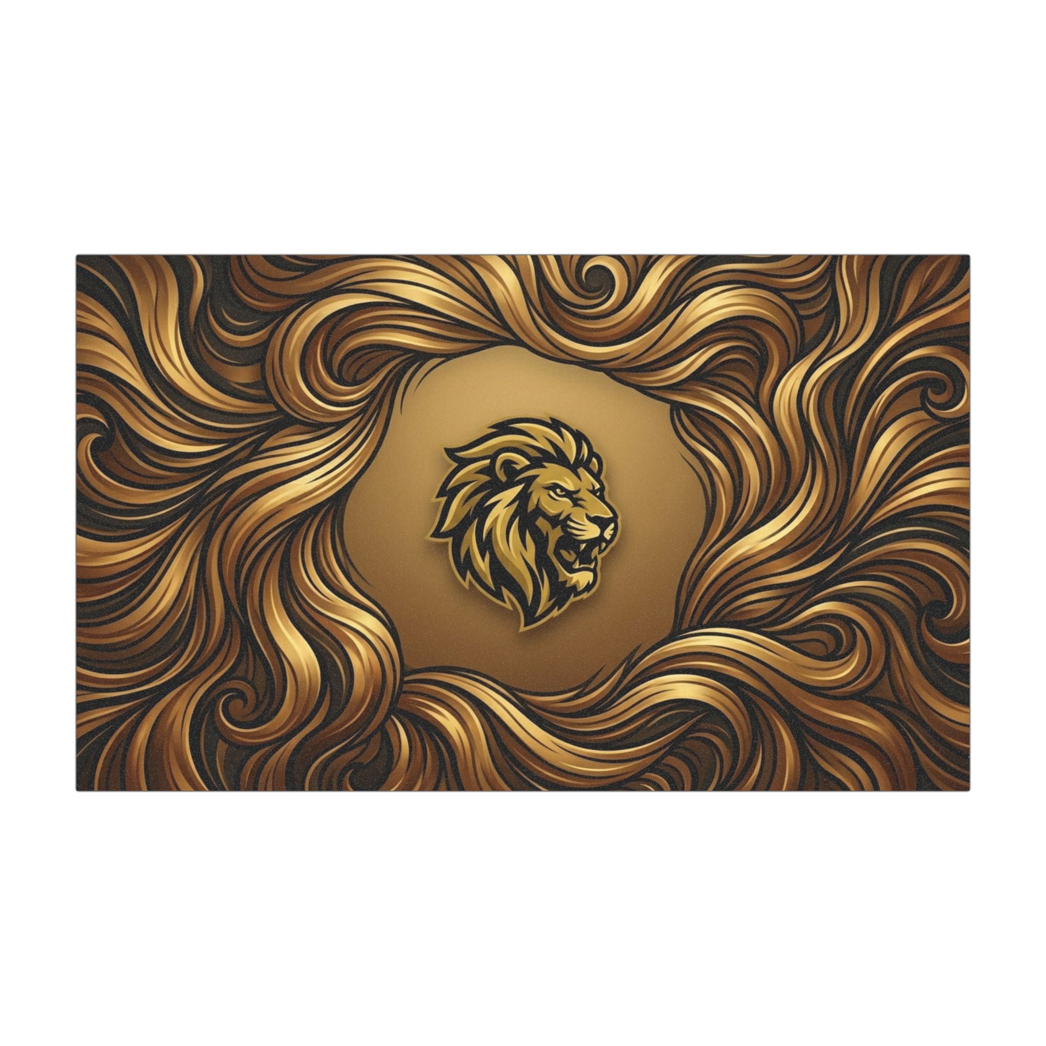 Lion Mane Car Magnet — Gold Heraldic Lion Ribbon Automotive Decal