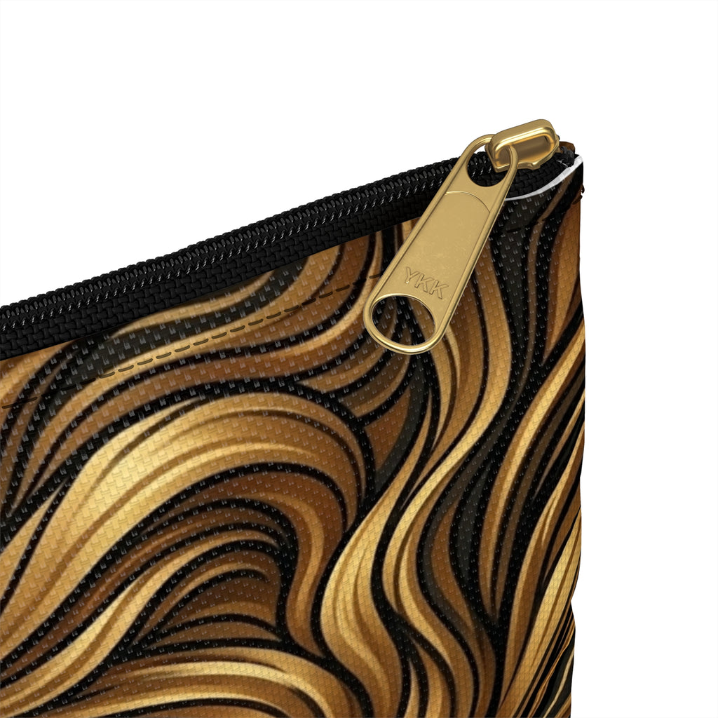 Lion Mane Accessory Pouch — Gold Majestic Makeup & Travel Zip Bag
