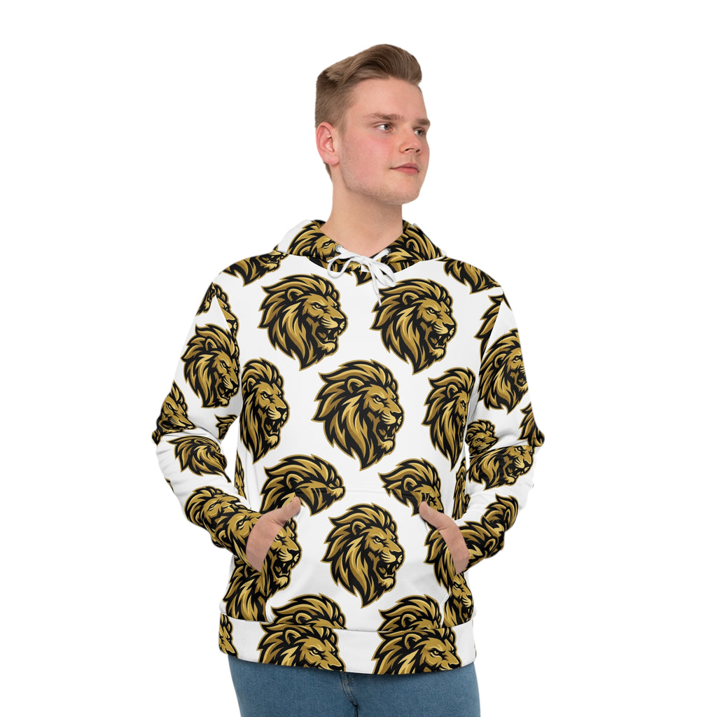 Lion Head Pattern Hoodie — Bold Gold Athletic All-Over Print