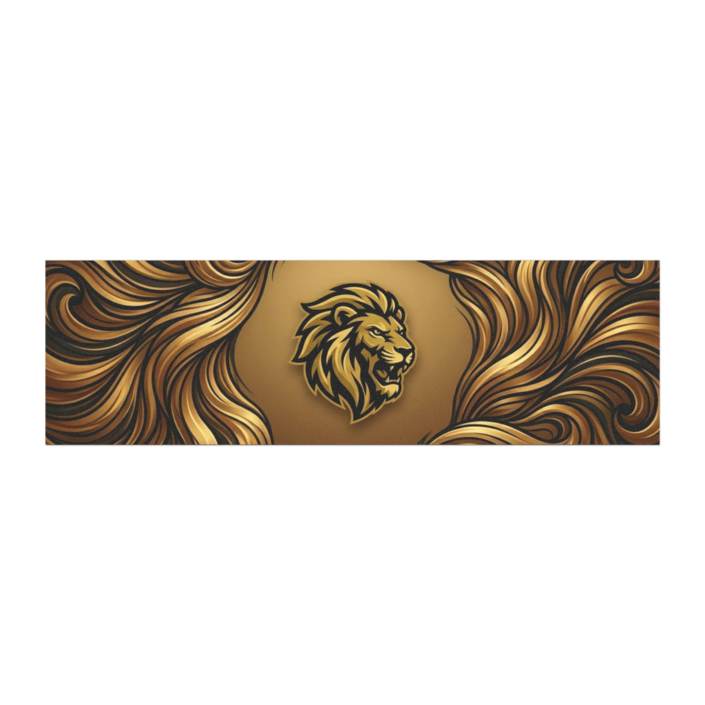 Lion Mane Car Magnet — Gold Heraldic Lion Ribbon Automotive Decal