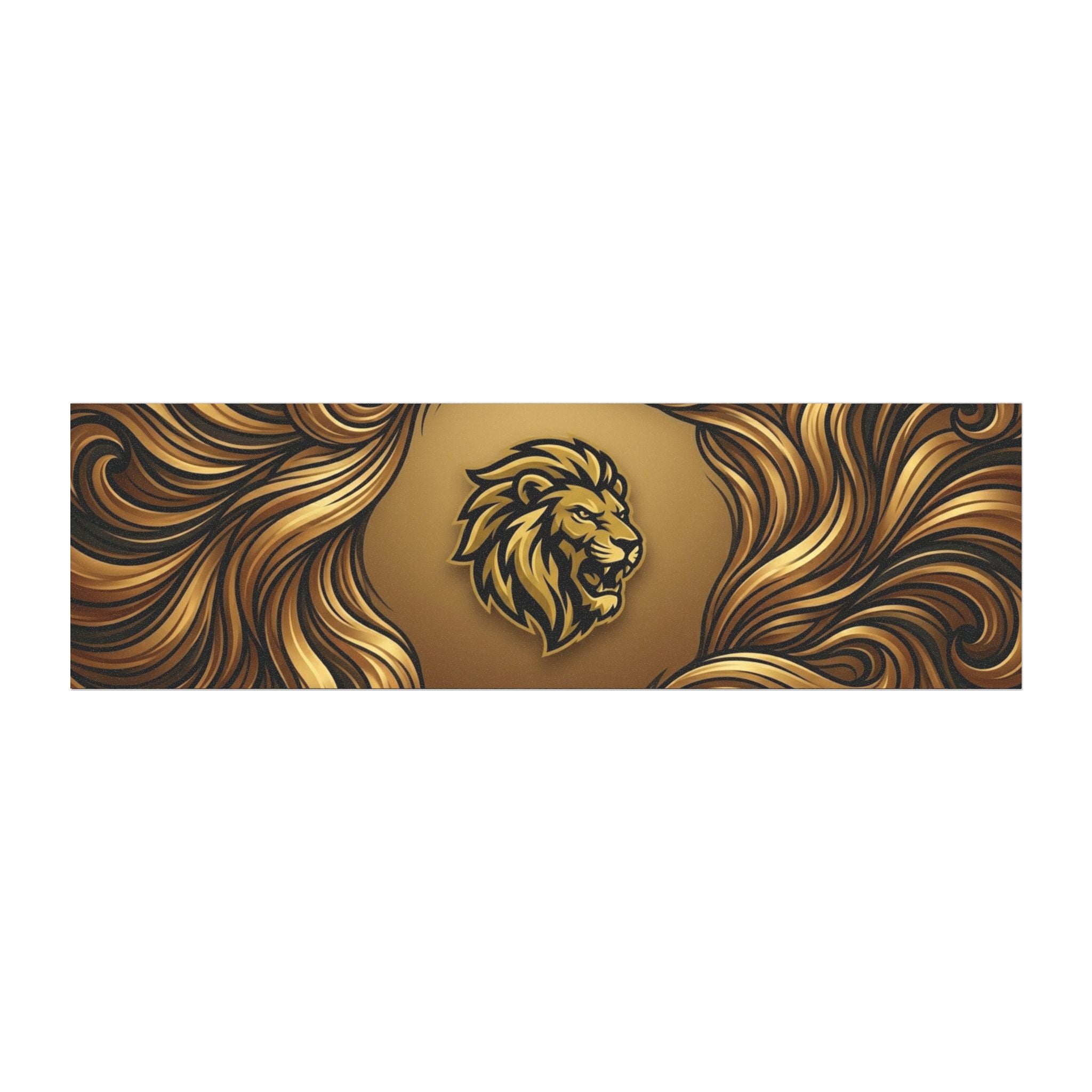 Lion Mane Car Magnet — Gold Heraldic Lion Ribbon Automotive Decal
