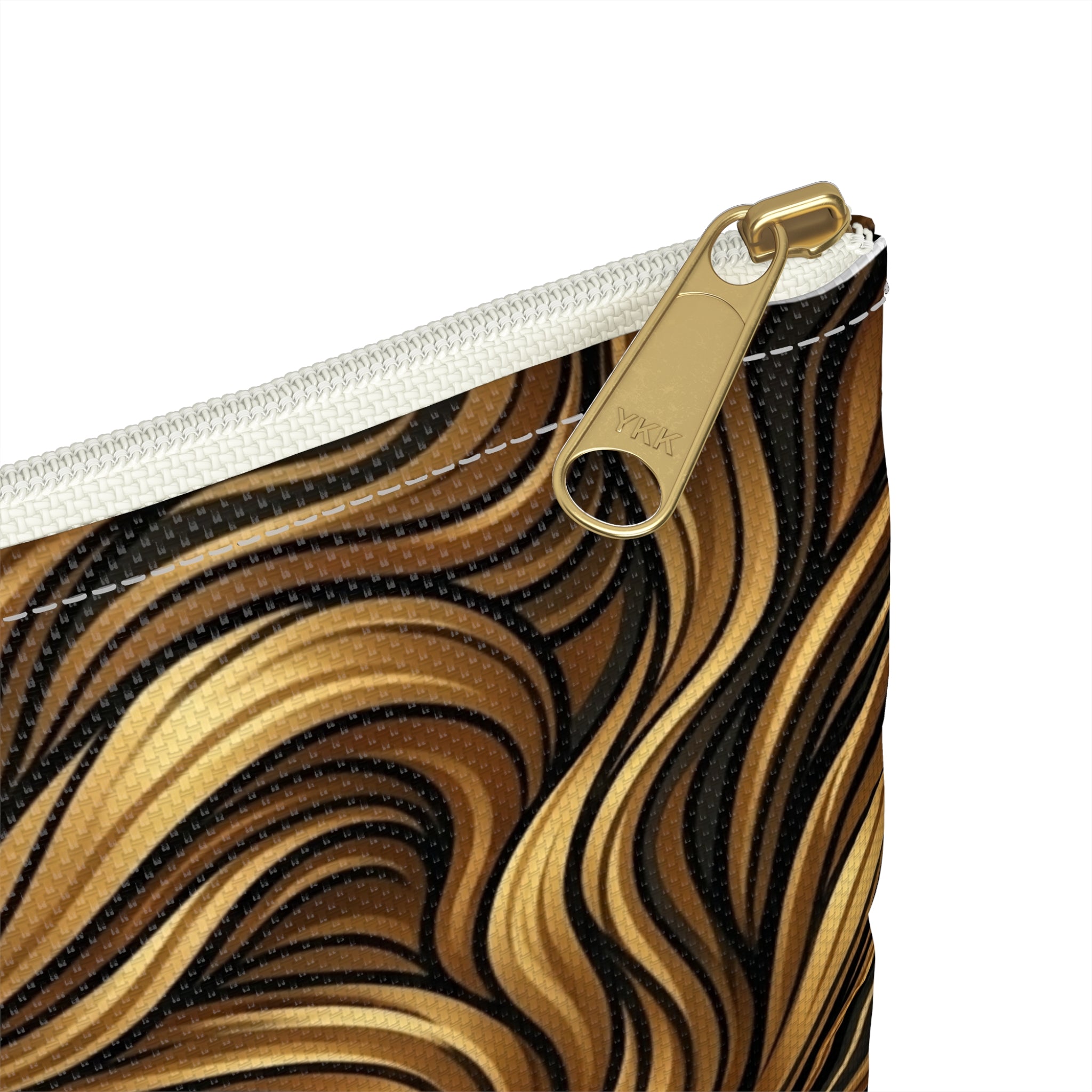 Lion Mane Accessory Pouch — Gold Majestic Makeup & Travel Zip Bag