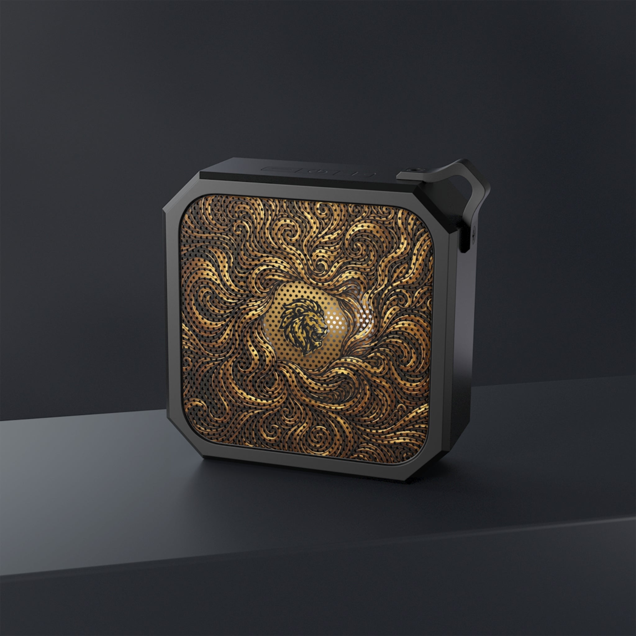Portable Outdoor Bluetooth Speaker — Rustic Lion Swirl Design
