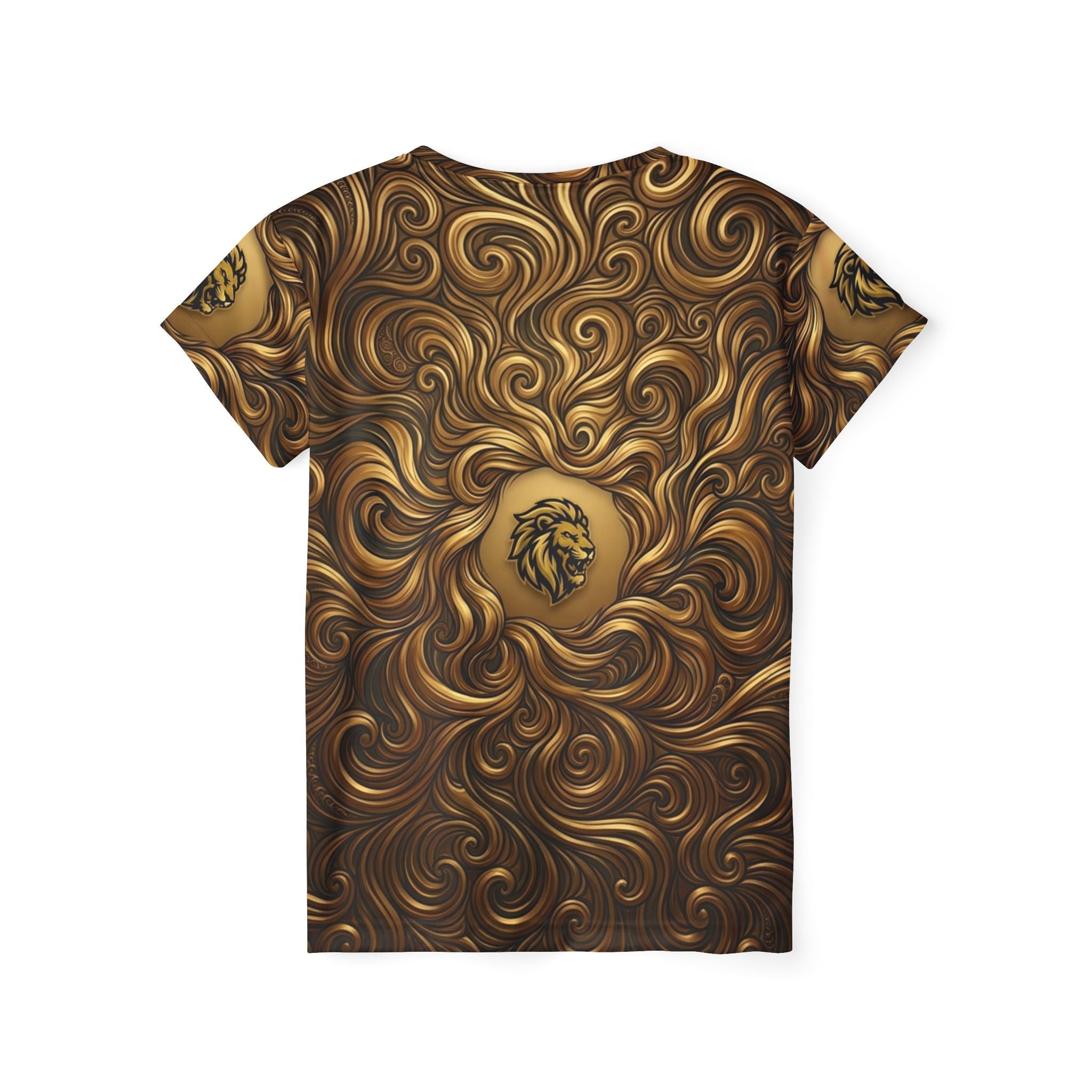 Golden Lion Swirl Women's Sports Jersey — All-Over Print Athletic Tee