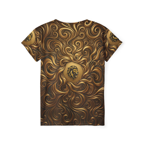 Golden Lion Swirl Women's Sports Jersey — All-Over Print Athletic Tee