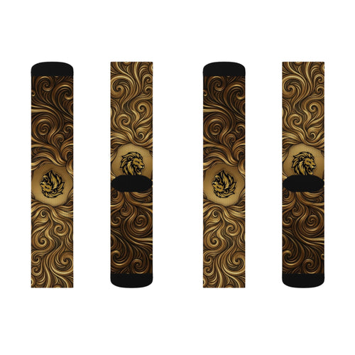Golden Lion's Mane Socks — Vintage Gold Ornamental Crew Socks