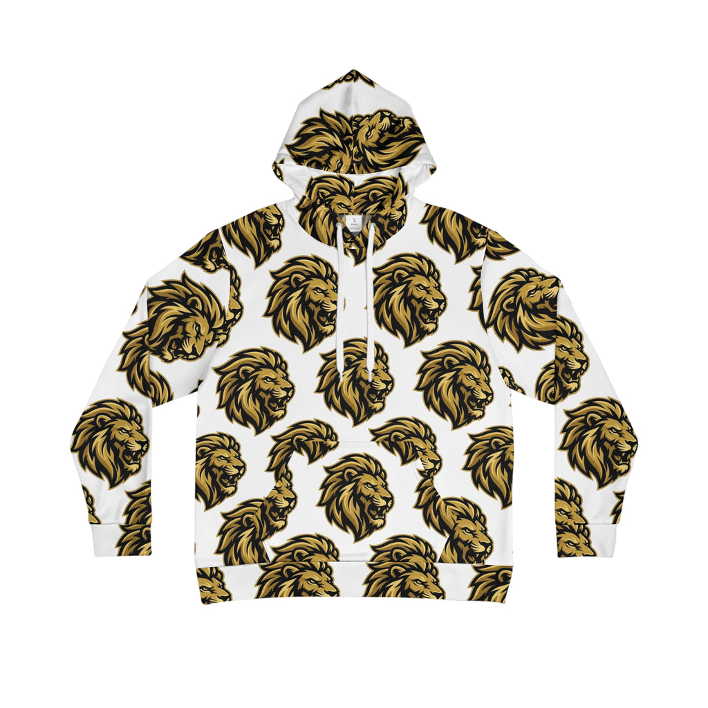 Lion Head Pattern Hoodie — Bold Gold Athletic All-Over Print