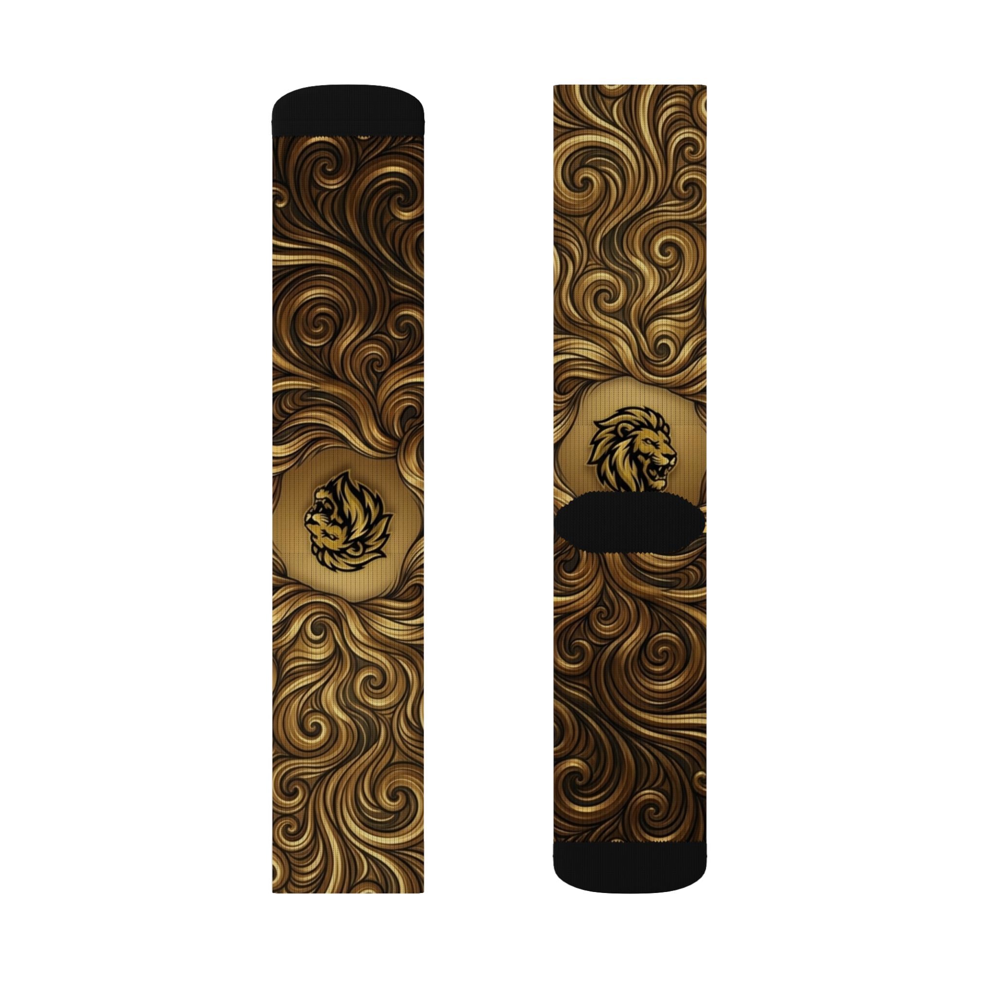Golden Lion's Mane Socks — Vintage Gold Ornamental Crew Socks
