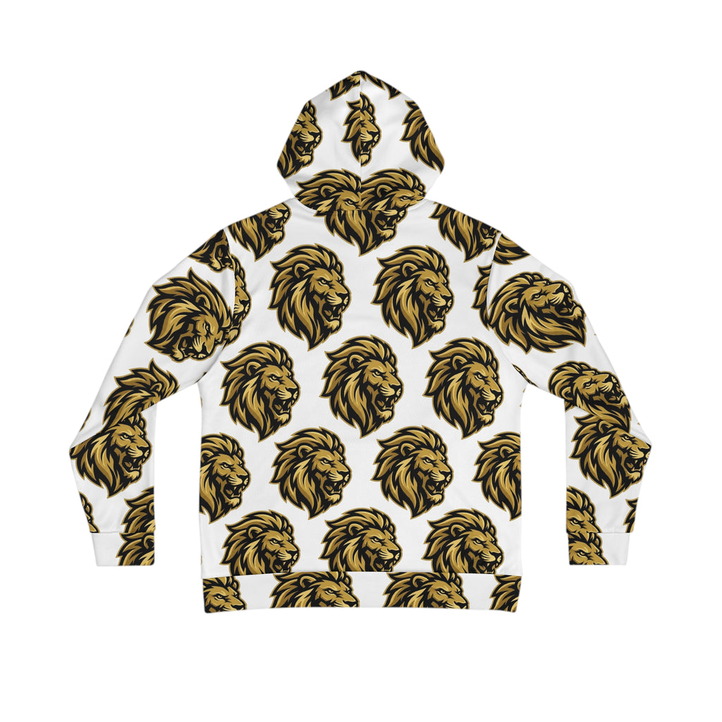 Lion Head Pattern Hoodie — Bold Gold Athletic All-Over Print