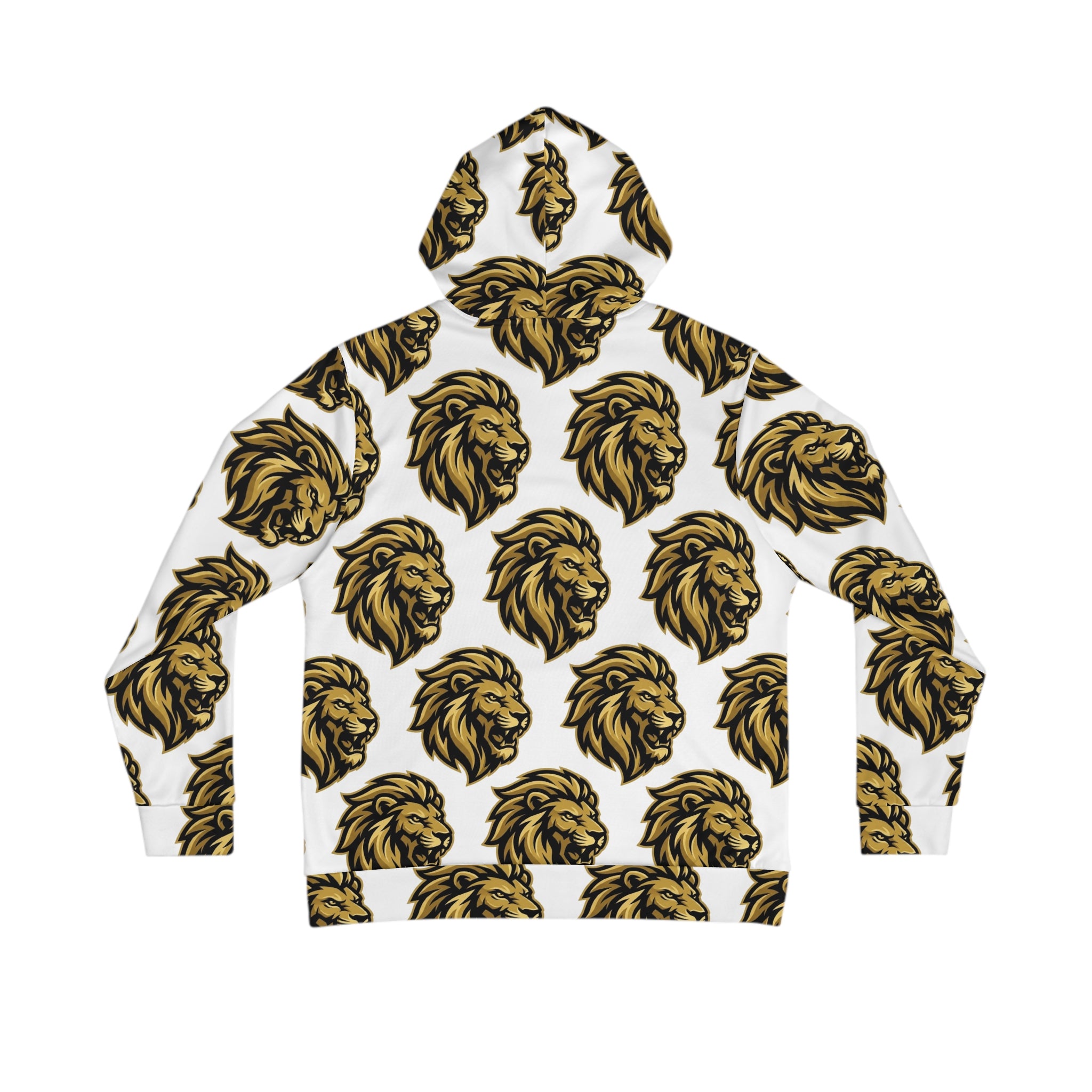 Lion Head Pattern Hoodie — Bold Gold Athletic All-Over Print