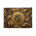 Lion Mane Accessory Pouch — Gold Majestic Makeup & Travel Zip Bag