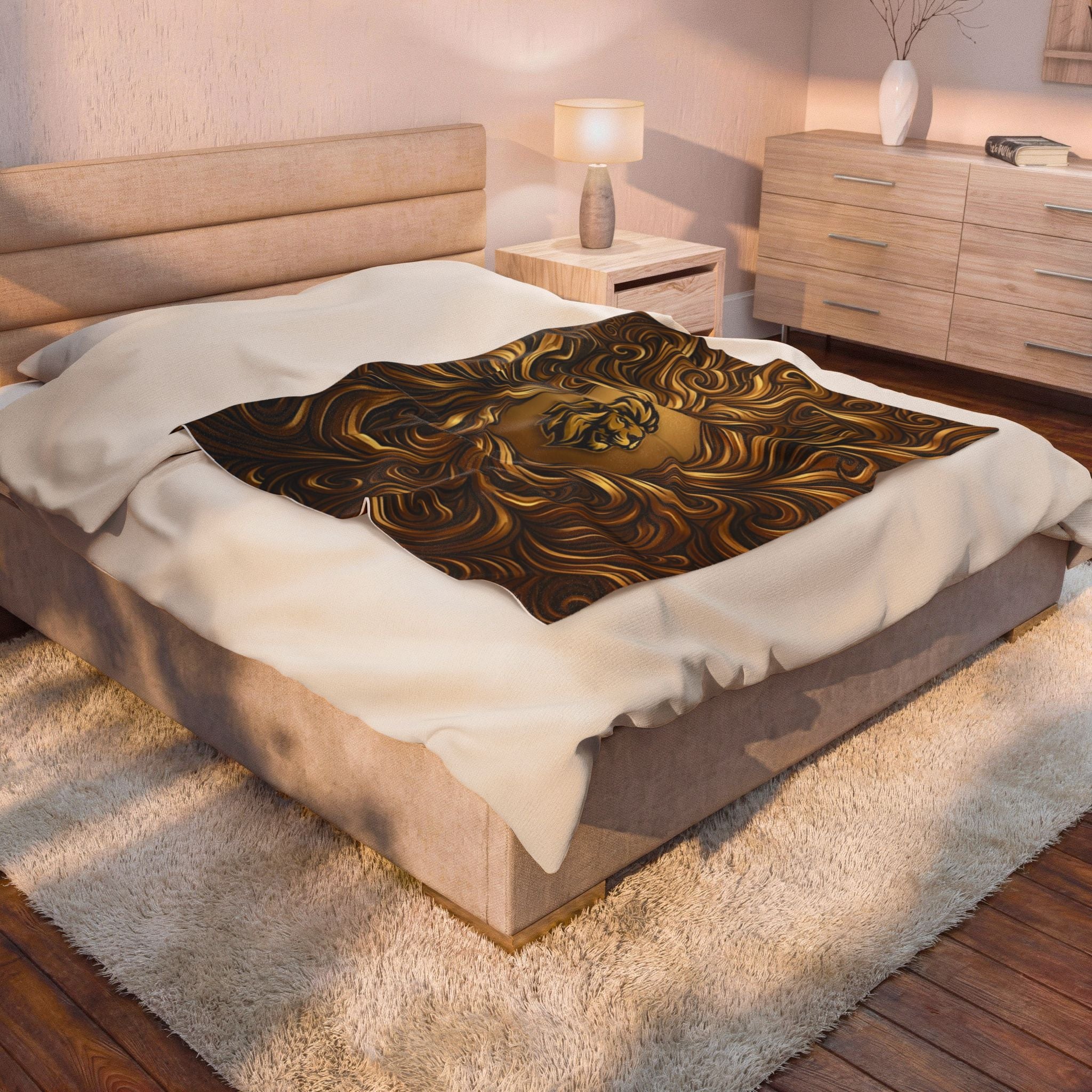 Lion Emblem Velveteen Plush Blanket