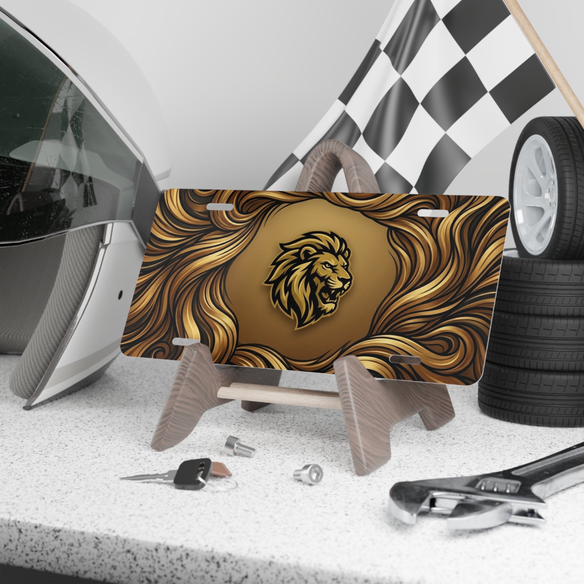 Lion Vanity Plate - Decorative Front License Plate with Regal Mane Design