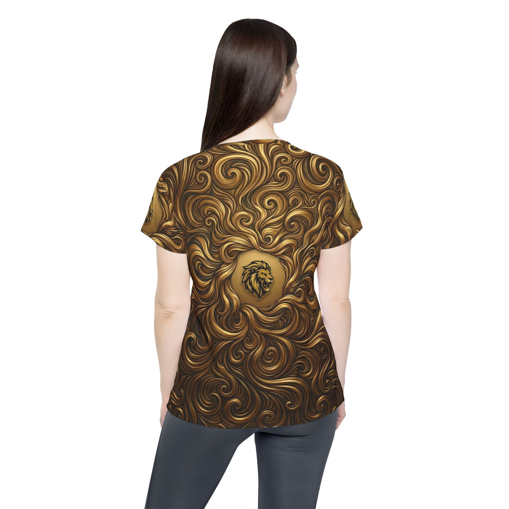 Golden Lion Swirl Women's Sports Jersey — All-Over Print Athletic Tee
