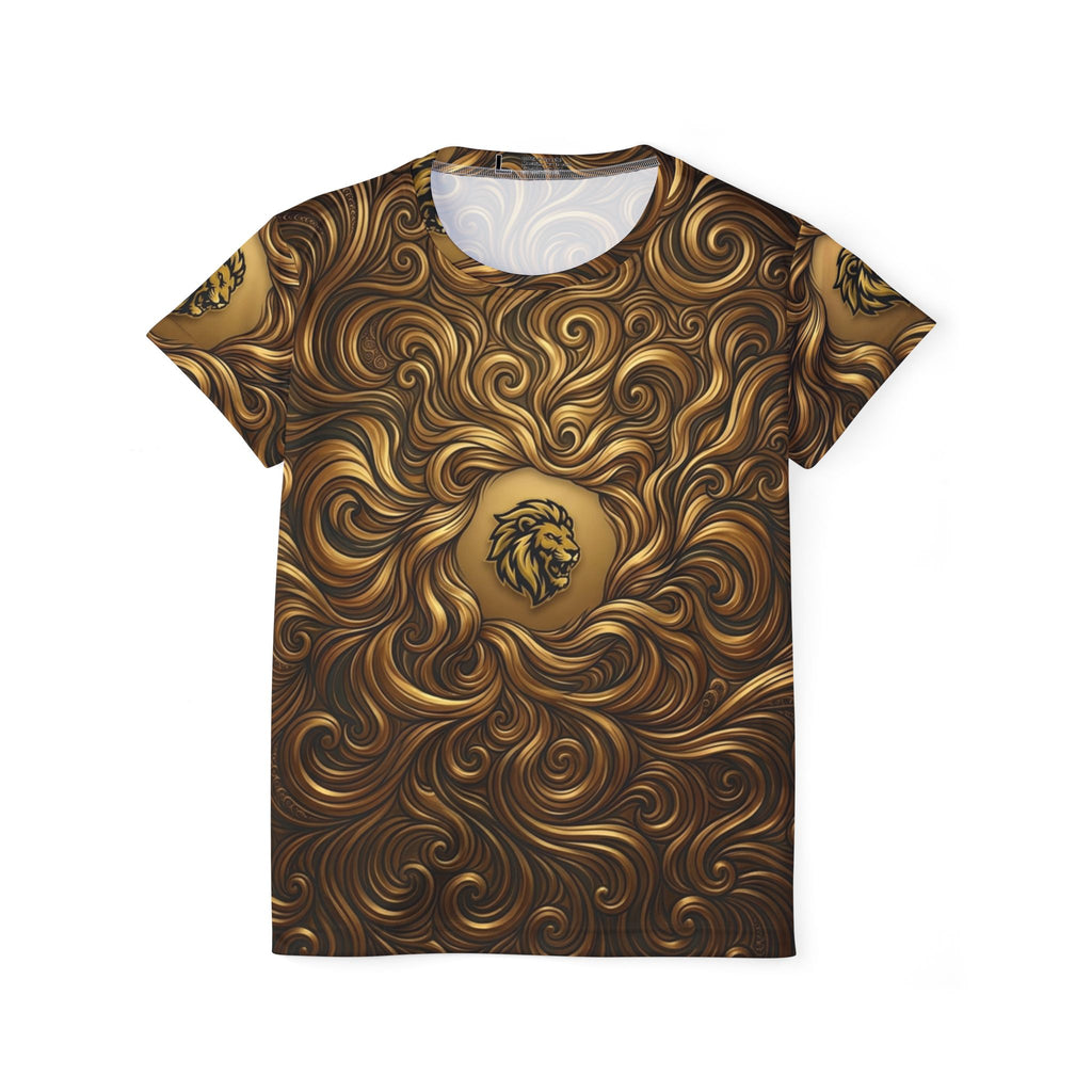 Golden Lion Swirl Women's Sports Jersey — All-Over Print Athletic Tee